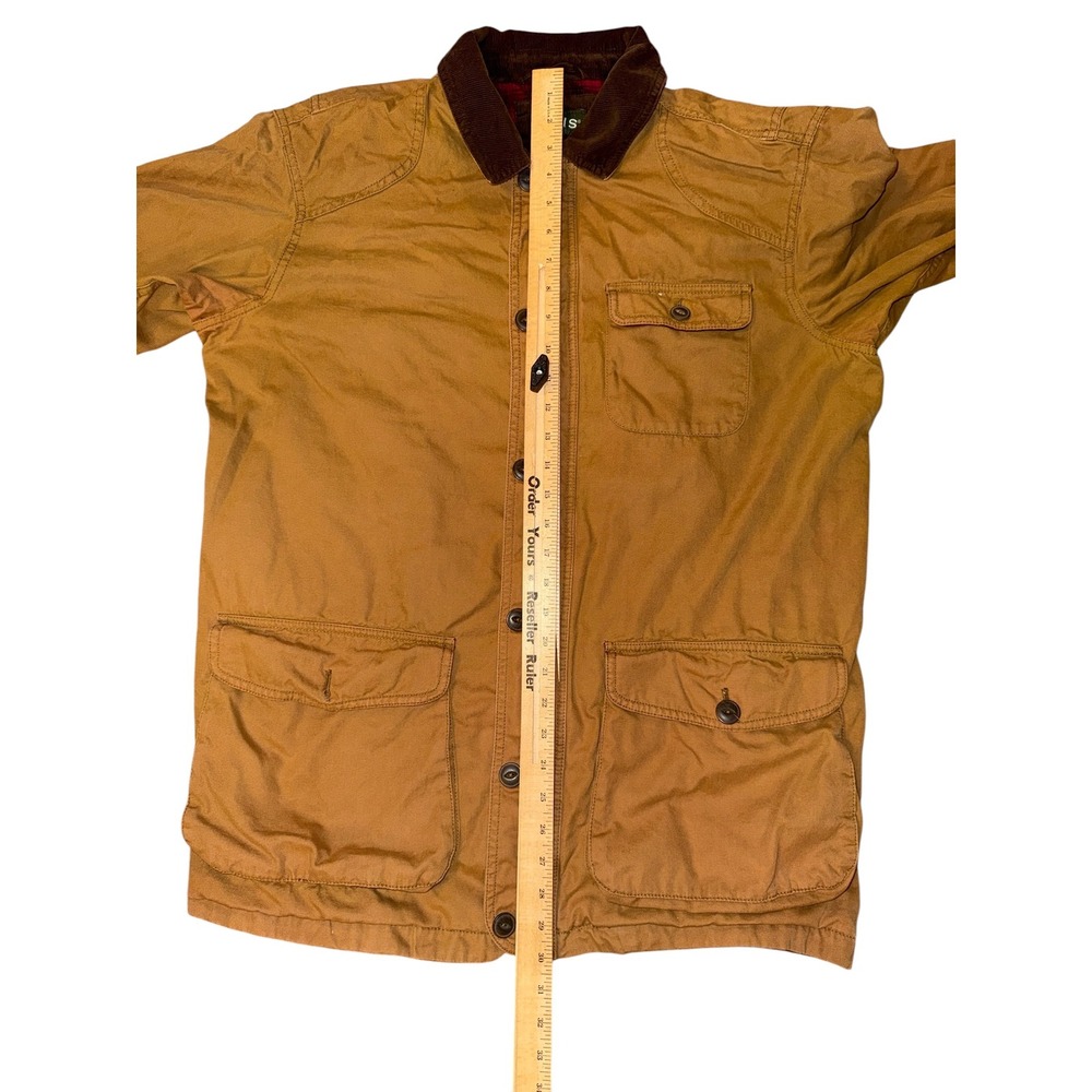 Orvis Field Jacket Mens Size M Brown Plaid Lined Corduroy Collar Canvas - Picture 5 of 8